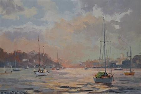 Morning on Sydney Harbour 1976 by Otto Kuster - Auction record, sale price, and art valuation. Compare with similar artists and explore comparable artworks.