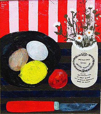 "Still life with two eggs and a lemon"
