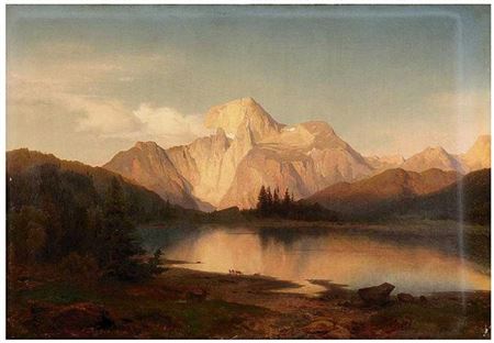 Der Gosausee mit dem Dachstein in Tirol im Abendglühen