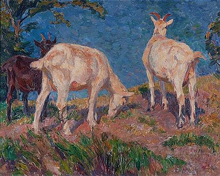 Drei Ziegen in sonniger Landschaft. by Ernst Paul - Auction record, sale price, and art valuation. Compare with similar artists and explore comparable artworks.