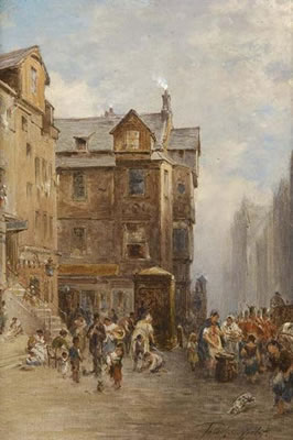 A BUSY VIEW OF THE ROYAL MILE, EDINBURGH by Pollok Sinclair Nisbet - Auction record, sale price, and art valuation. Compare with similar artists and explore comparable artworks.