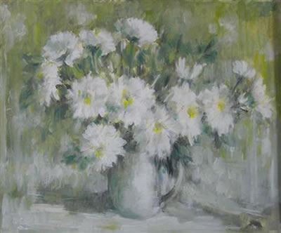 WHITE CHRYSANTHEMUMS by Lena Robb - Auction record, sale price, and art valuation. Compare with similar artists and explore comparable artworks.