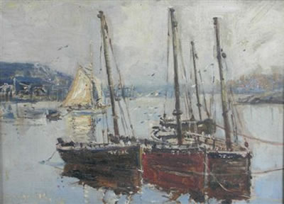 SKIFFS AT TARBERT, LOCH FYNE by Mason Hunter - Auction record, sale price, and art valuation. Compare with similar artists and explore comparable artworks.