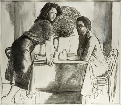 Portrait of David Inshaw: SELF PORTRAIT WITH WIFE
