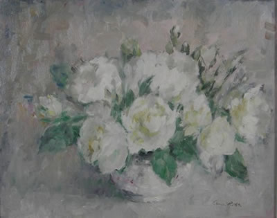 STILL LIFE OF WHITE ROSES by Lena Robb - Auction record, sale price, and art valuation. Compare with similar artists and explore comparable artworks.