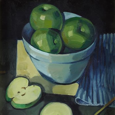 BOWL OF GREEN APPLES by Alexander Robb - Auction record, sale price, and art valuation. Compare with similar artists and explore comparable artworks.