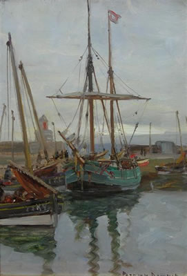 FISHING BOATS IN KIRKCALDY by John Patrick Downie - Auction record, sale price, and art valuation. Compare with similar artists and explore comparable artworks.