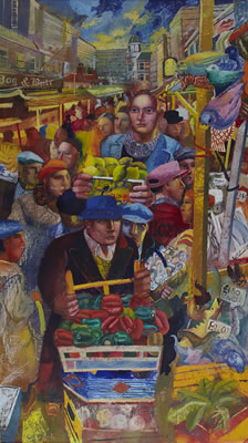 SURREY STREET MARKET by Mick Rooney - Auction record, sale price, and art valuation. Compare with similar artists and explore comparable artworks.