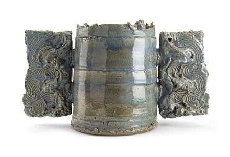 STONEWARE VASE WITH 'WINGS"