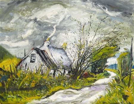 WET AND WINDY DAY, ARCHIE'S HOUSE by John Lowrie Morrison - Auction record, sale price, and art valuation. Compare with similar artists and explore comparable artworks.