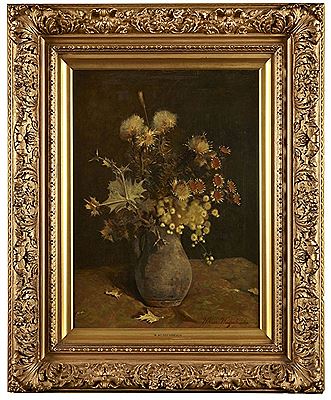 A STILL LIFE OF AUTUMN FLOWERS