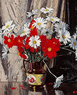 MIXED FLOWERS IN A COPPER LUSTRE JUG by Walter Graham Grieve - Auction record, sale price, and art valuation. Compare with similar artists and explore comparable artworks.