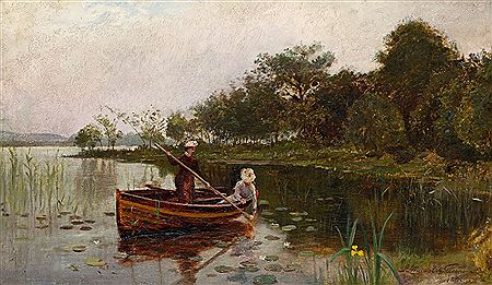 ELEGANT WOMEN IN A ROWING BOAT
