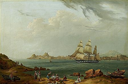 A BRITISH FRIGATE LEAVING VALLETTA HARBOUR