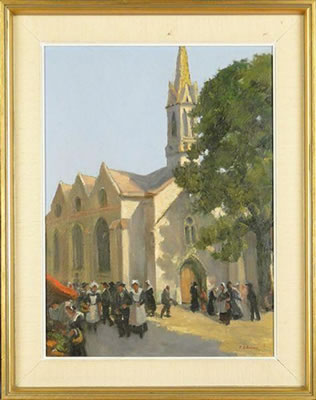 Le petit marché du dimanche à Bénodet Bretagne 1962