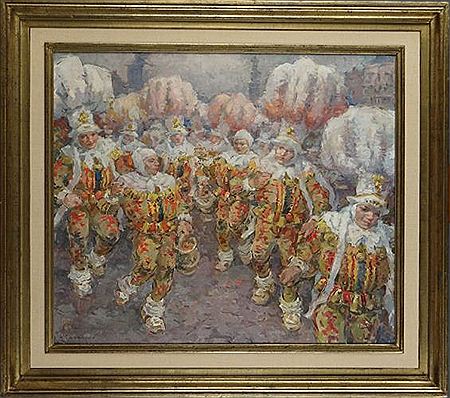Carnaval de binche Gilles sur la Grand place by Albert Chavepeyer - Auction record, sale price, and art valuation. Compare with similar artists and explore comparable artworks.