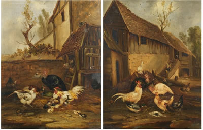 Scènes de basse-cour (pair)