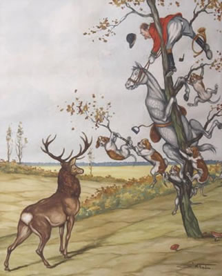 Sample artwork by Boris O'Klein (1887 - 1983), known for anthromorphic dog imagery and waterfowl painting, printmaking - View similar artists and auction records