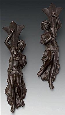 Paire d'appliques "Femme tenant une torchère" (2) by Hubert Yencesse - Auction record, sale price, and art valuation. Compare with similar artists and explore comparable artworks.