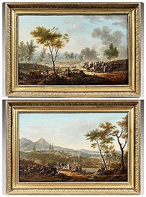 Sample artwork by Jacques François Joseph Swebach-Desfontaines (1769 - 1823), known for history and battle paintings, genre and hunting scenes, equestrian figures in landscapes - View similar artists and auction records