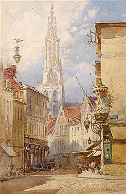 THE BRABO FOUNTAIN ANTWERP and THE OUDE KOORNMARKT ANTWERP (2) by George Haydock Hodgson - Auction record, sale price, and art valuation. Compare with similar artists and explore comparable artworks.