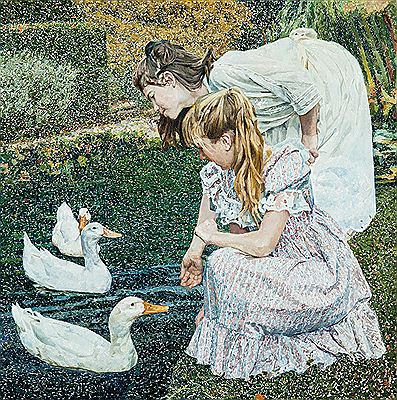 Feeding the Geese by John Lennox - Auction record, sale price, and art valuation. Compare with similar artists and explore comparable artworks.