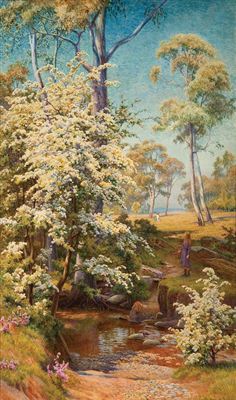 Hawthorn Blossom, Brownhill Creek by Walter Follen Bishop - Auction record, sale price, and art valuation. Compare with similar artists and explore comparable artworks.
