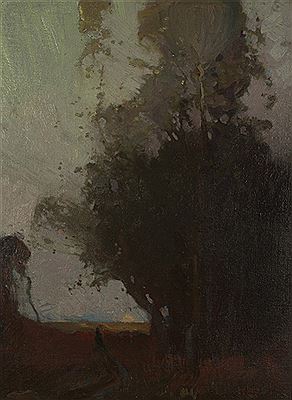 Untitled landscape with figure on a path