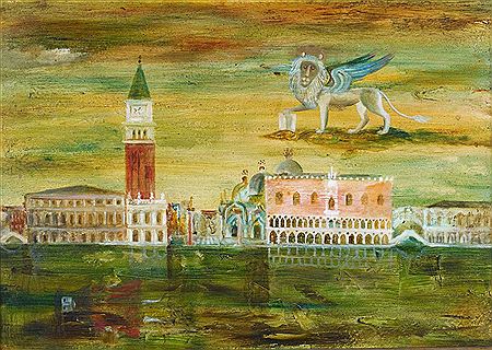 Lion over Venice by Cedric Flower - Auction record, sale price, and art valuation. Compare with similar artists and explore comparable artworks.