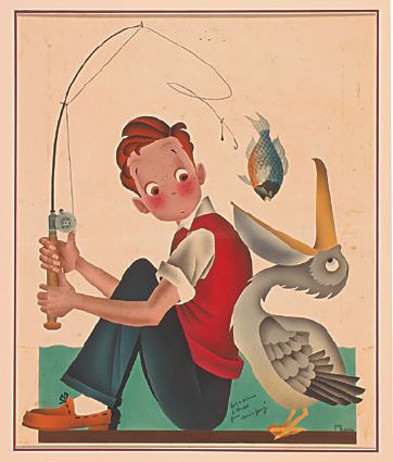 Sample artwork by Benjamin Jorj Harris (1904 - 1957), known for airbrush and watercolor abstract painting - View similar artists and auction records