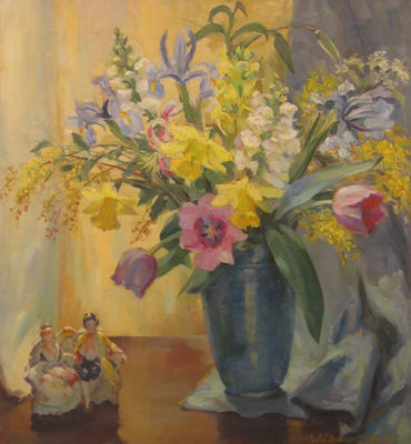 Love Seat & Spring Flowers
