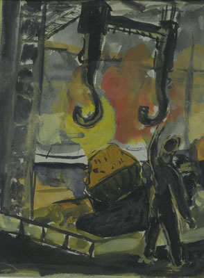 Industrial Scene by Albert Minerva - Auction record, sale price, and art valuation. Compare with similar artists and explore comparable artworks.
