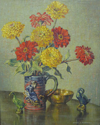 Still Life of Zinnias