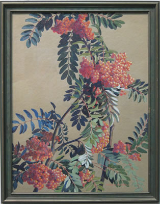 Mountain Ash Berries by Myna Russell - Auction record, sale price, and art valuation. Compare with similar artists and explore comparable artworks.