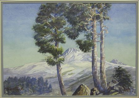 Snow-covered mountain peaks, likely Three Sisters or Paulina Peak, Oregon