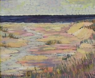 Sand dunes, ocean in distance by Jon Erin - Auction record, sale price, and art valuation. Compare with similar artists and explore comparable artworks.