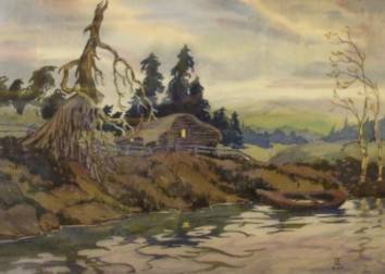 Cabin on a water bank by Thayne Logan - Auction record, sale price, and art valuation. Compare with similar artists and explore comparable artworks.