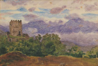 La torre di Mattie in Val Susa, 1904 by Luigi Calderini - Auction record, sale price, and art valuation. Compare with similar artists and explore comparable artworks.