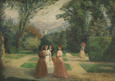 Dame nel parco della villa