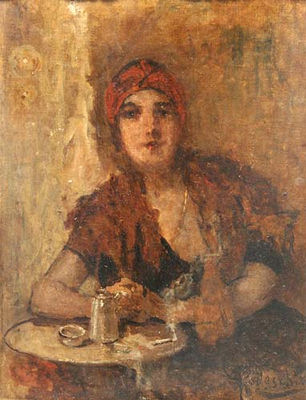 Donna al caffè