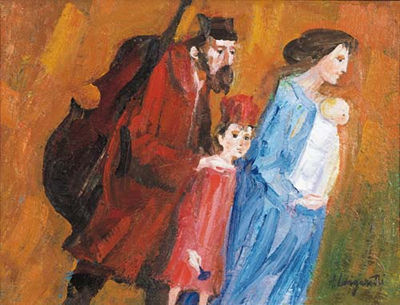 Famiglia del musicante con madre in blu cobalto, 2007