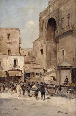 Mercatino partenopeo by Giuseppe Rispoli - Auction record, sale price, and art valuation. Compare with similar artists and explore comparable artworks.