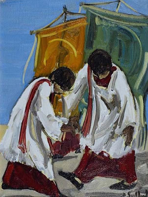 Prima della processione by Dolores Puthod - Auction record, sale price, and art valuation. Compare with similar artists and explore comparable artworks.