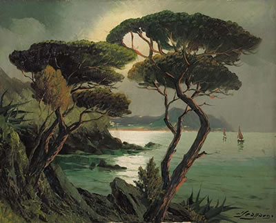 Nervi, pineta sul mare in controluce