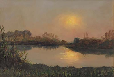 Tramonto sulle risaie novaresi, 1977