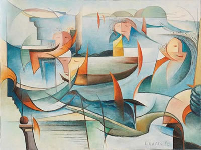 Ragazze al molo by Alfio Grasso - Auction record, sale price, and art valuation. Compare with similar artists and explore comparable artworks.