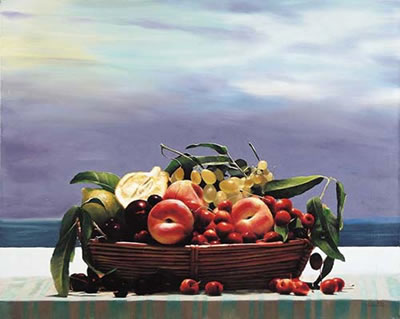 Foglie di pesco e frutta