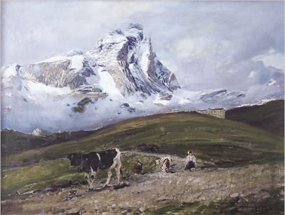 Ritorno dal pascolo, Breuil, Cervino