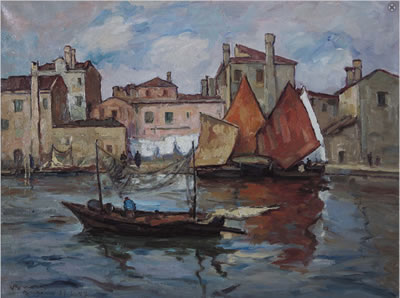 Sera a Burano by Vittorio Buora - Auction record, sale price, and art valuation. Compare with similar artists and explore comparable artworks.