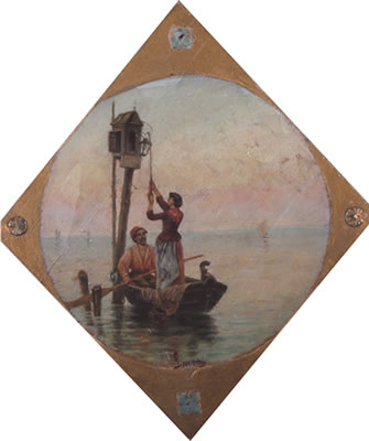 Lanterna nella laguna by Luigi Luvoni - Auction record, sale price, and art valuation. Compare with similar artists and explore comparable artworks.